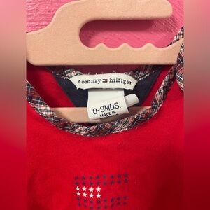 Vintage Tommy Hilfiger/ Red Plaid Trim Baby Outfit